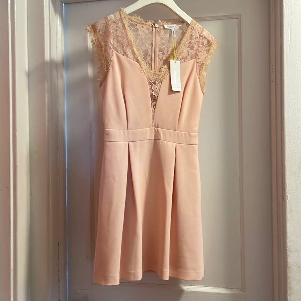 BCBGeneration Blush Pink Dress with Lace detail